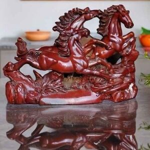 Red Ceramic Horse Sculpture - Decorative Home Art